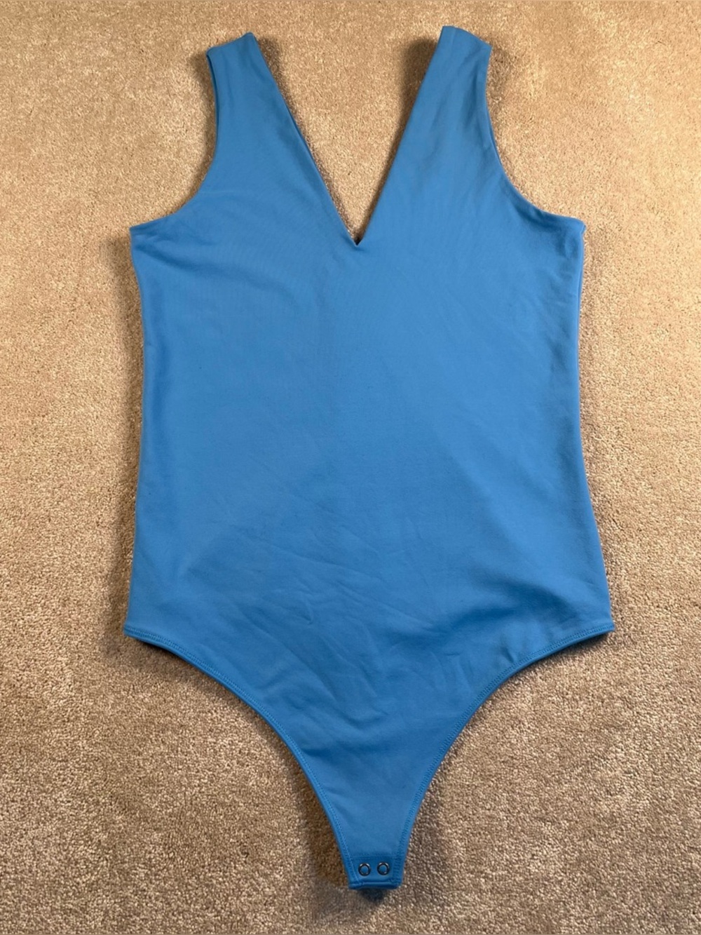 Abercrombie & Fitch Bodysuit Basic Top Blue V Neck Solid Soft AF Women's Medium